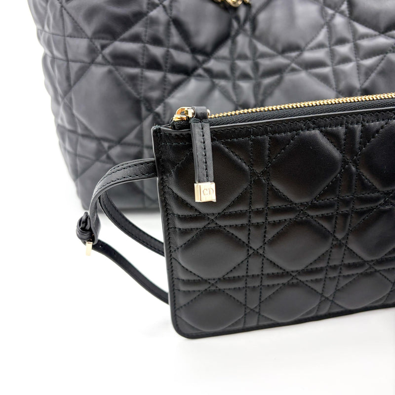 Christian Dior Toujours Macrocannage Quilt Calfskin Black Leather Bag