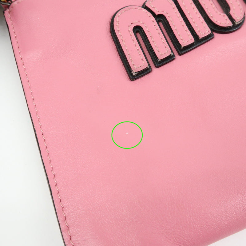 Miu Miu Logo Chain Clutch Shearling Pink Leather