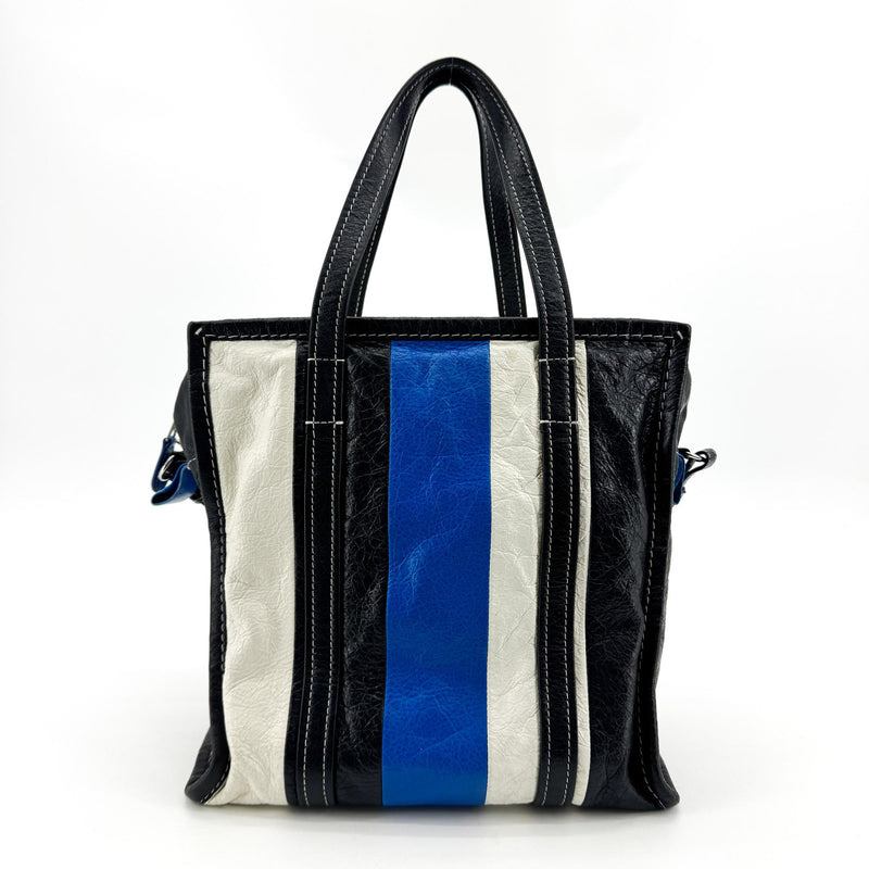 Balenciaga Bazar Striped Leather Black Bag