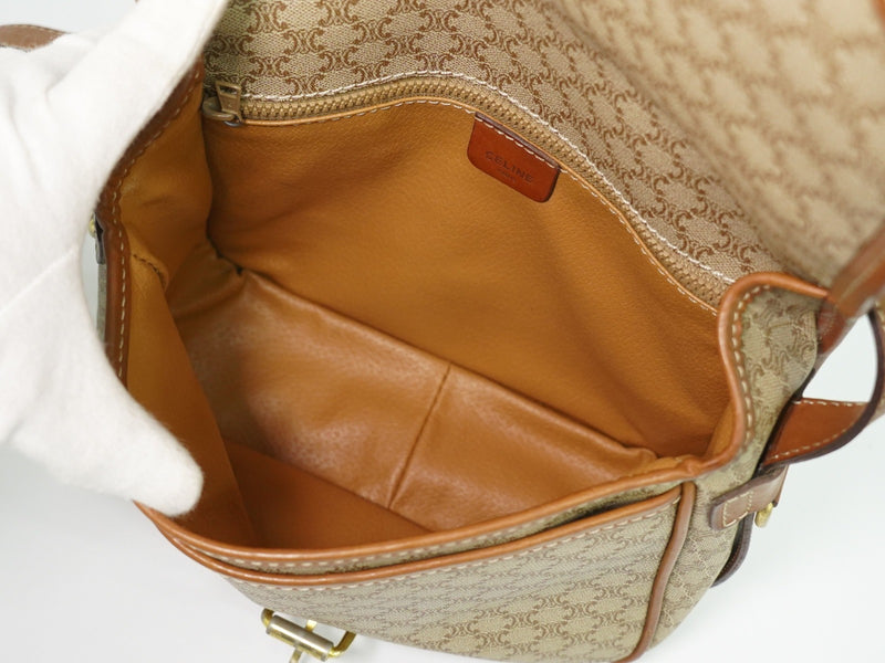 Celine Vintage Macadam Canvas And Leather Beige Bag