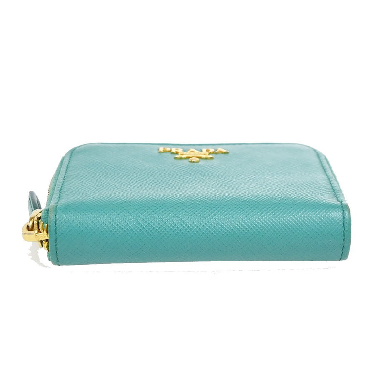 Prada Zip Around Saffiano Leather Blue Accessory