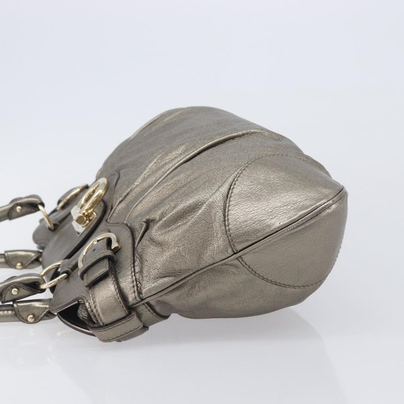 Salvatore Ferragamo Vintage Gancini Top Handle Leather Gold Bag