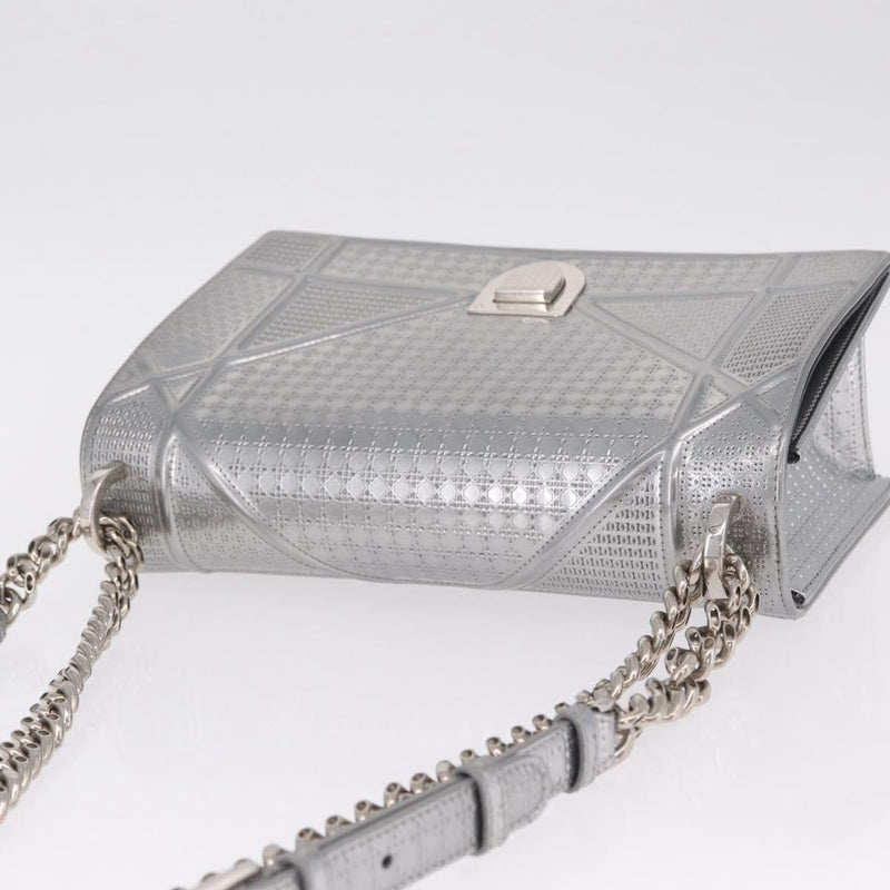 Christian Dior Diorama Flap Patent Silver Patent_leather Bag