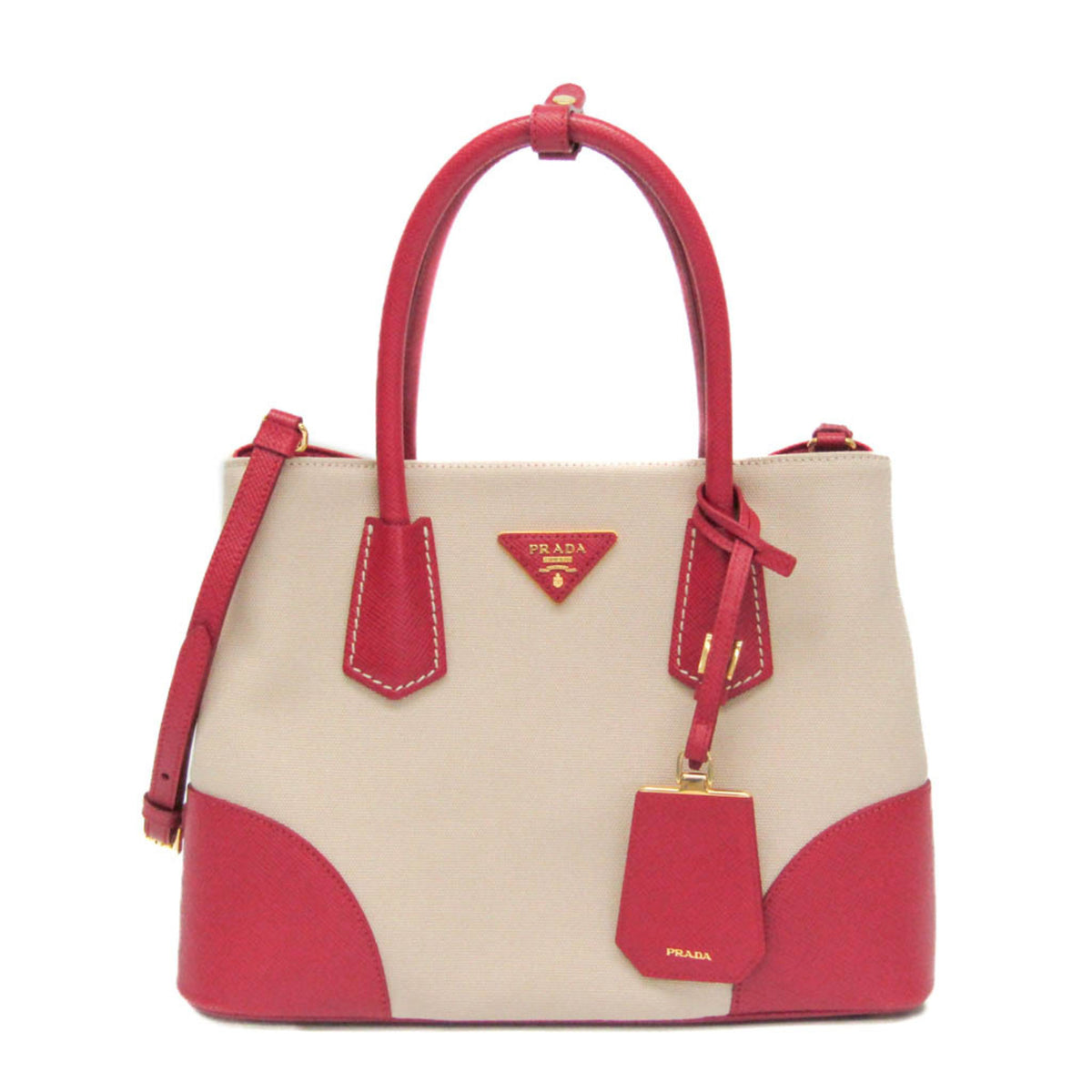 Prada Cuir Double Canvas And Saffiano Leather Beige Bag