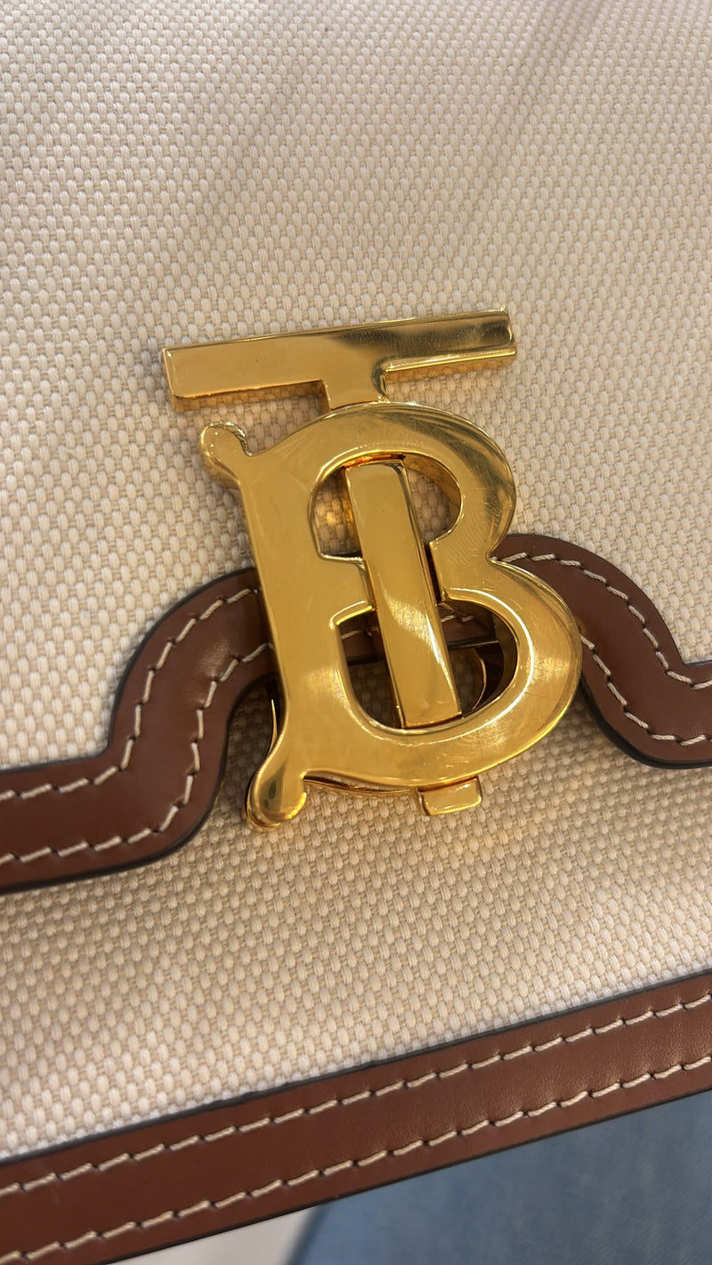 Burberry Tb Shoulder Bag Canvas Beige
