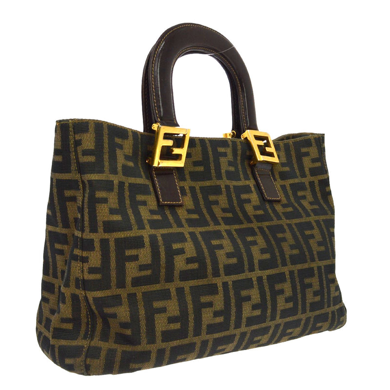 Fendi Vintage Top Handle Zucca Canvas Brown Bag