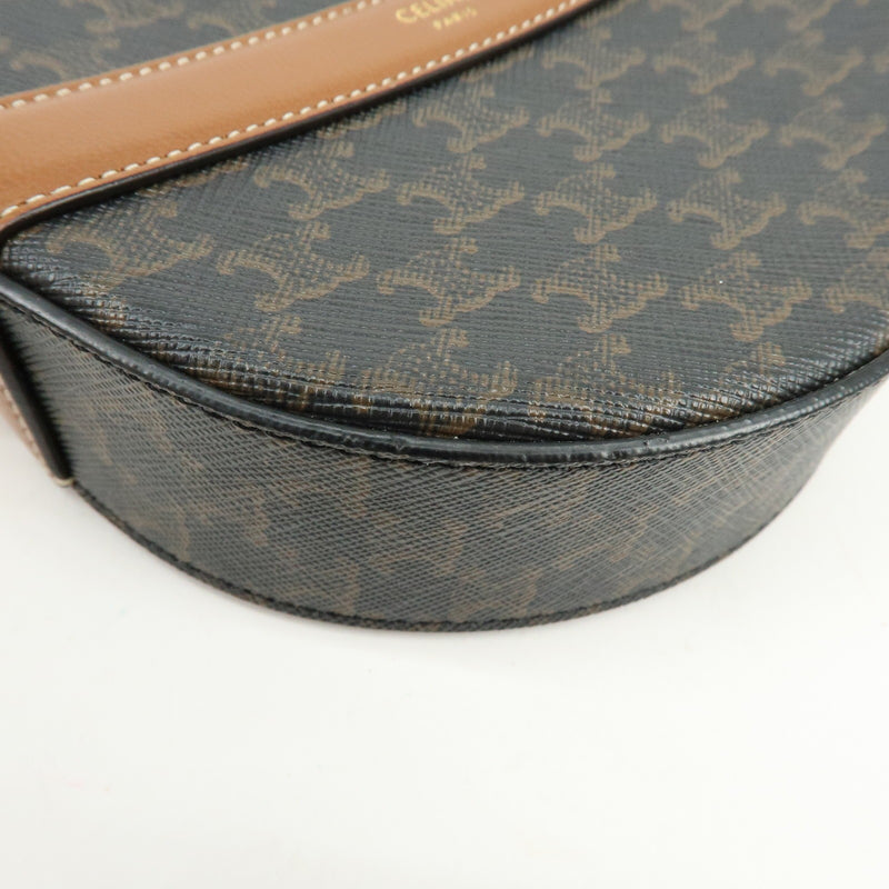 Celine Round Purse On Strap Triomphe Coated Canvas Brown Bag