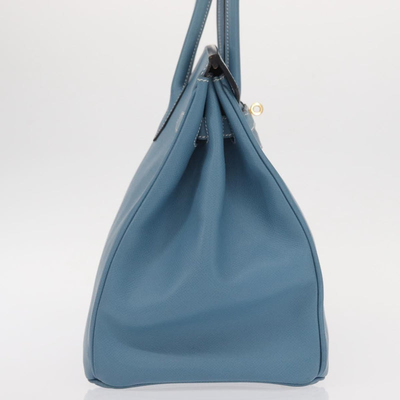 Hermes Birkin Blue Epsom With Gold Hardware Leather Bag