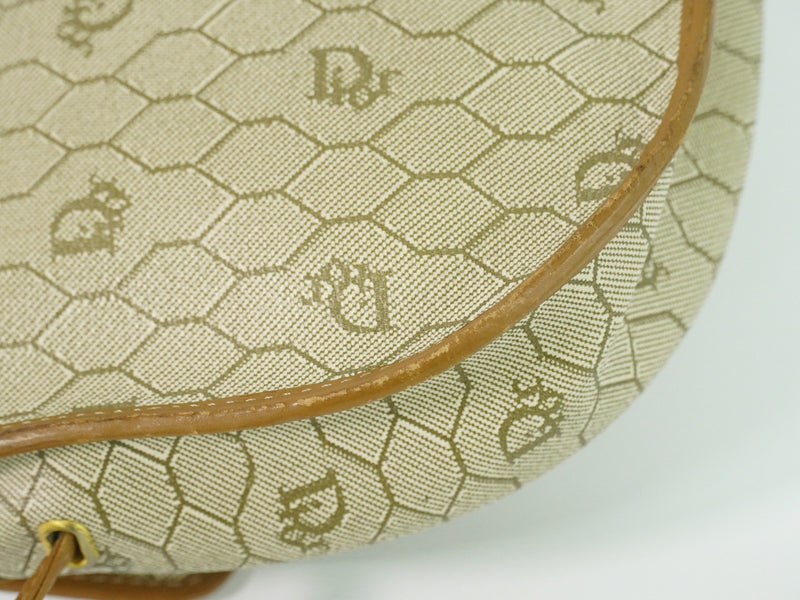 Christian Dior Vintage Honeycomb Canvas Beige Bag