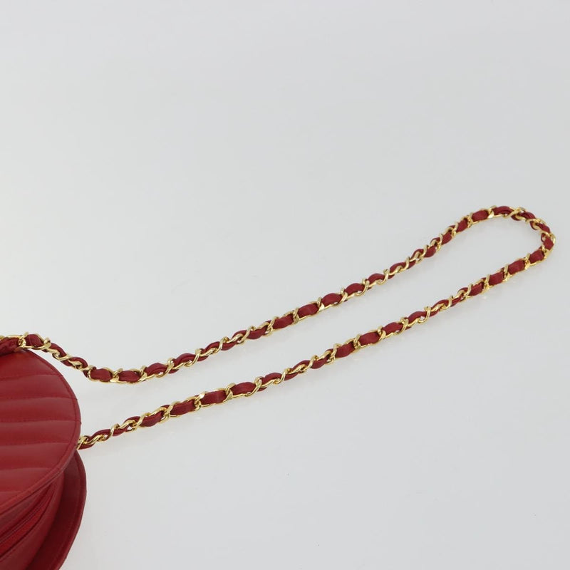 Chanel Vintage Chain Evening Mixed Quilt Lambskin Red Leather Bag