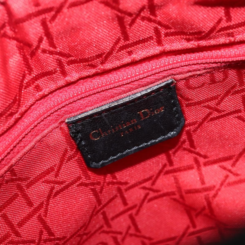 Christian Dior Vintage Lady Cannage Quilt Lambskin Black Leather Bag