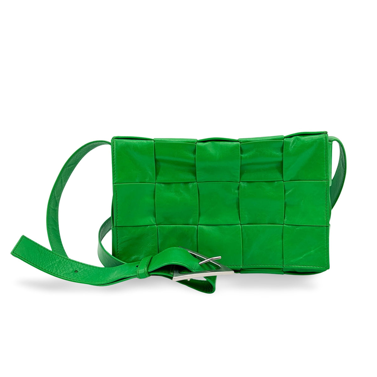 Bottega Veneta Cassette Maxi Intrecciato Leather Green Bag