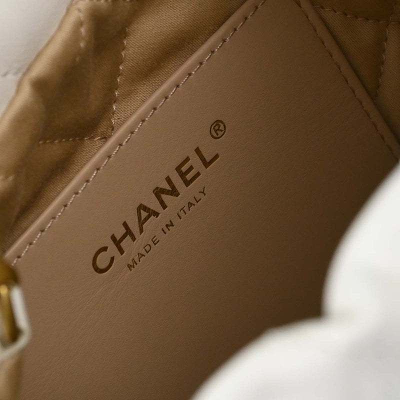 Chanel 22 Chain Hobo Quilted Calfskin White Leather
