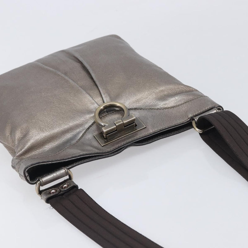 Salvatore Ferragamo Gancini Leather Gold Bag