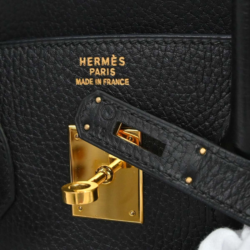 Hermes Birkin Black Ardennes With Gold Hardware Leather Bag