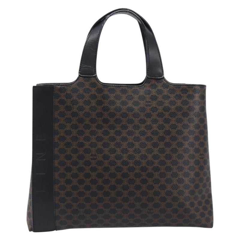 Celine Vintage Macadam Canvas And Leather Black Bag