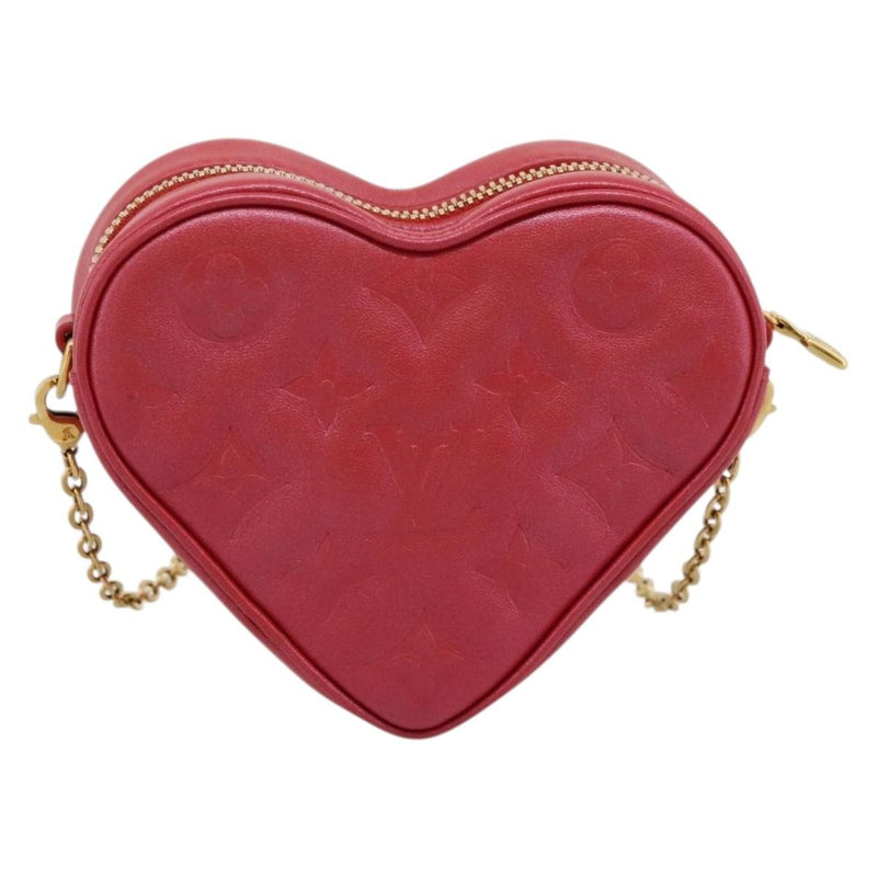 Louis Vuitton Coeur Heart On Chain Monogram Embossed Lambskin Red Leather Bag