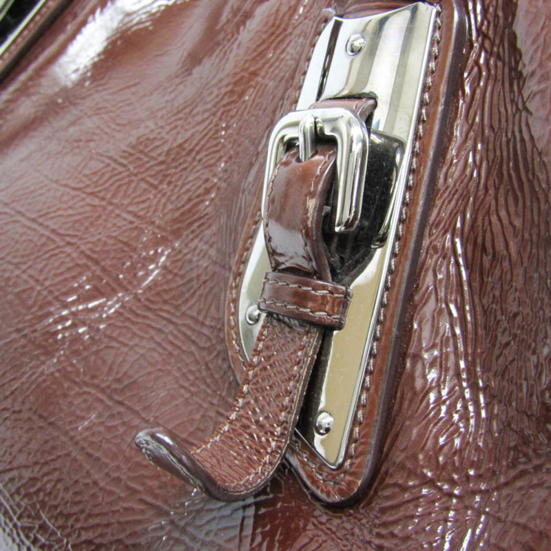 Prada Convertible Zippers Vernice Sfumata Brown Patent_leather Bag
