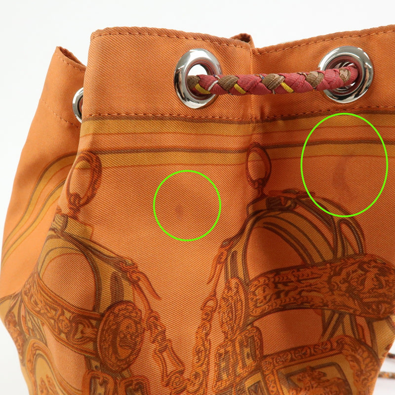 Hermes Soie Cool Printed Silk And Calfskin Orange Bag
