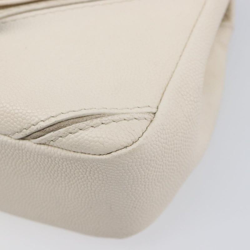 Chanel Macro Flap Chevron Caviar White Calfskin Bag