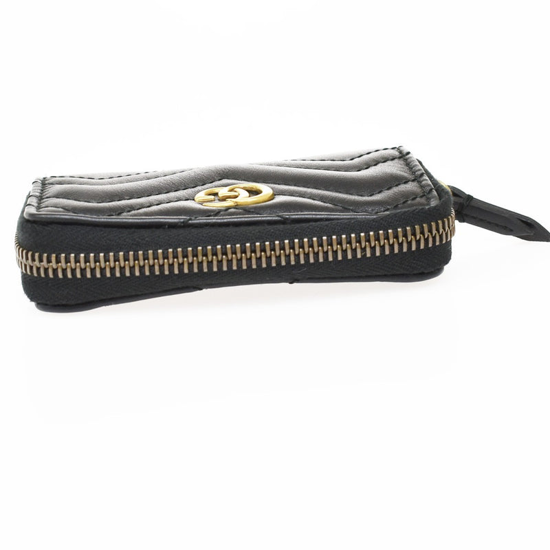 Gucci Gg Marmont Zip Around Matelasse Leather Black Accessory