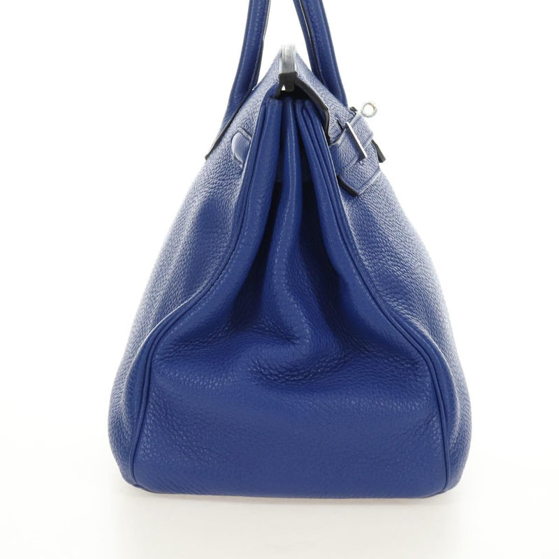 Hermes Birkin Blue Clemence With Palladium Hardware Leather Bag
