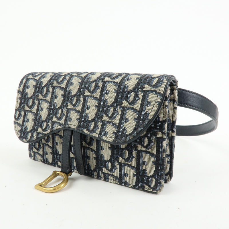 Christian Dior Saddle Belt Oblique Canvas Navy Bag