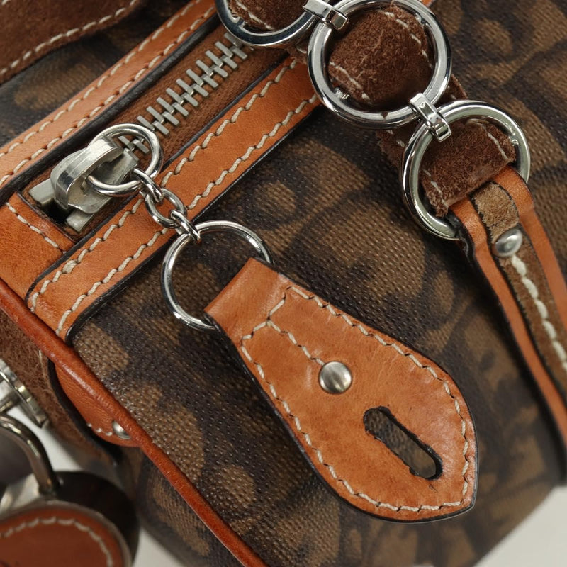 Christian Dior Vintage Trotter Romantique Boston Diorissimo Coated Canvas Brown Bag