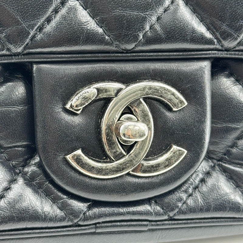 Chanel Flap Messenger Quilted Calfskin Black Leather