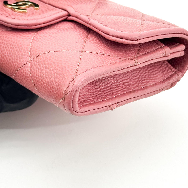 Chanel Classic Flap Card Case Quilted Caviar Pink Leather Accessory