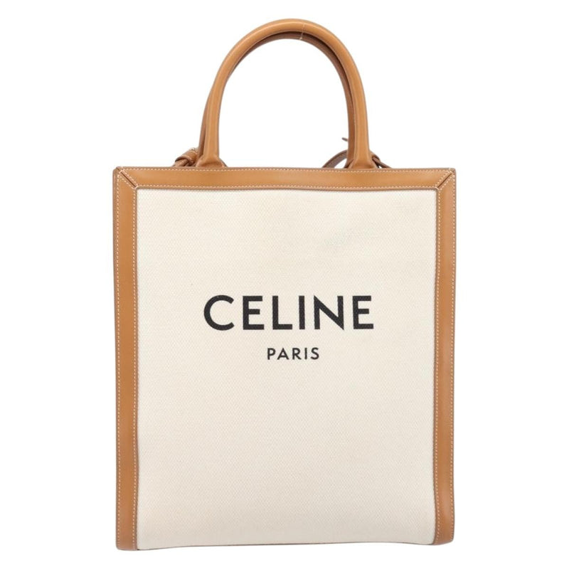 Celine Vertical Cabas Canvas With Leather Beige Bag