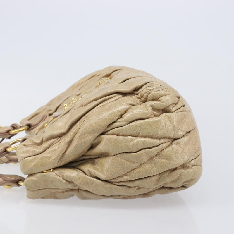 Miu Miu Coffer Convertible Satchel Matelasse Leather Beige