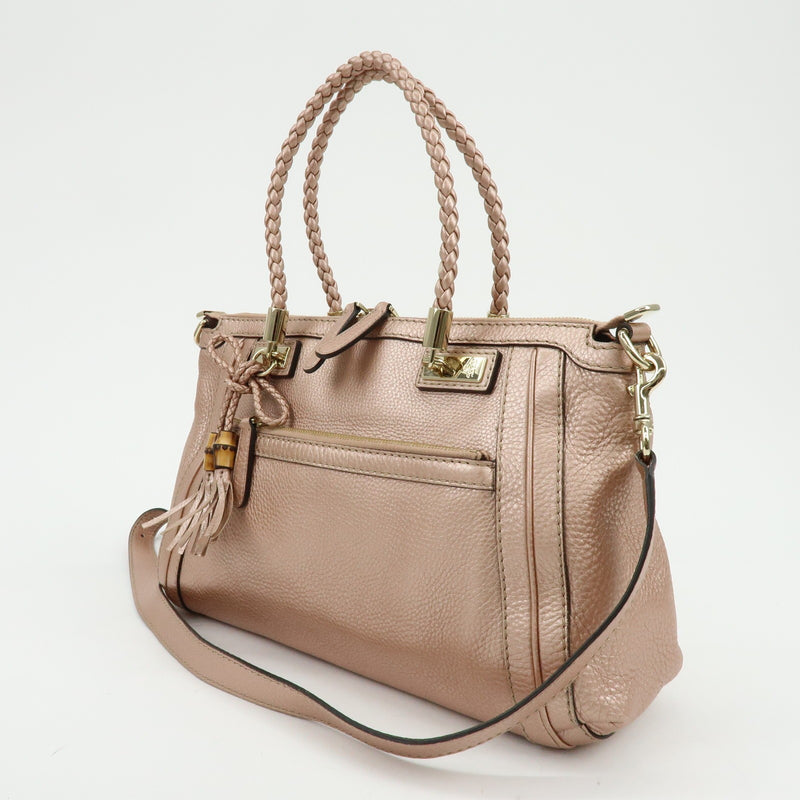 Gucci Bella Convertible Top Handle Leather Pink Bag