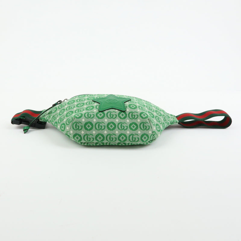 Gucci Childrens Belt Printed Gg Coated Canvas Green Bag