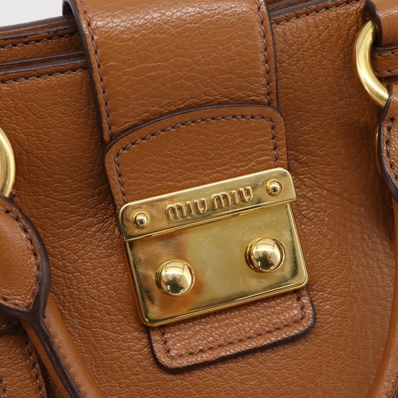Miu Miu Madras Convertible Lock Leather Brown Bag