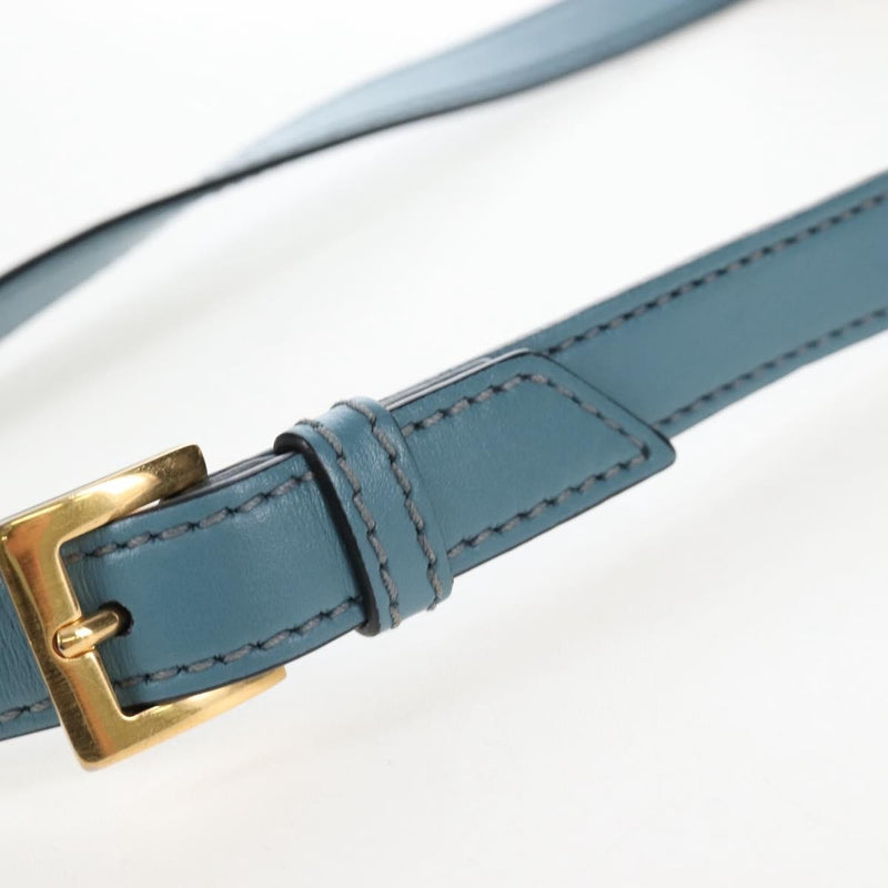 Miu Miu Madras Crystal Buckle Leather Blue Bag