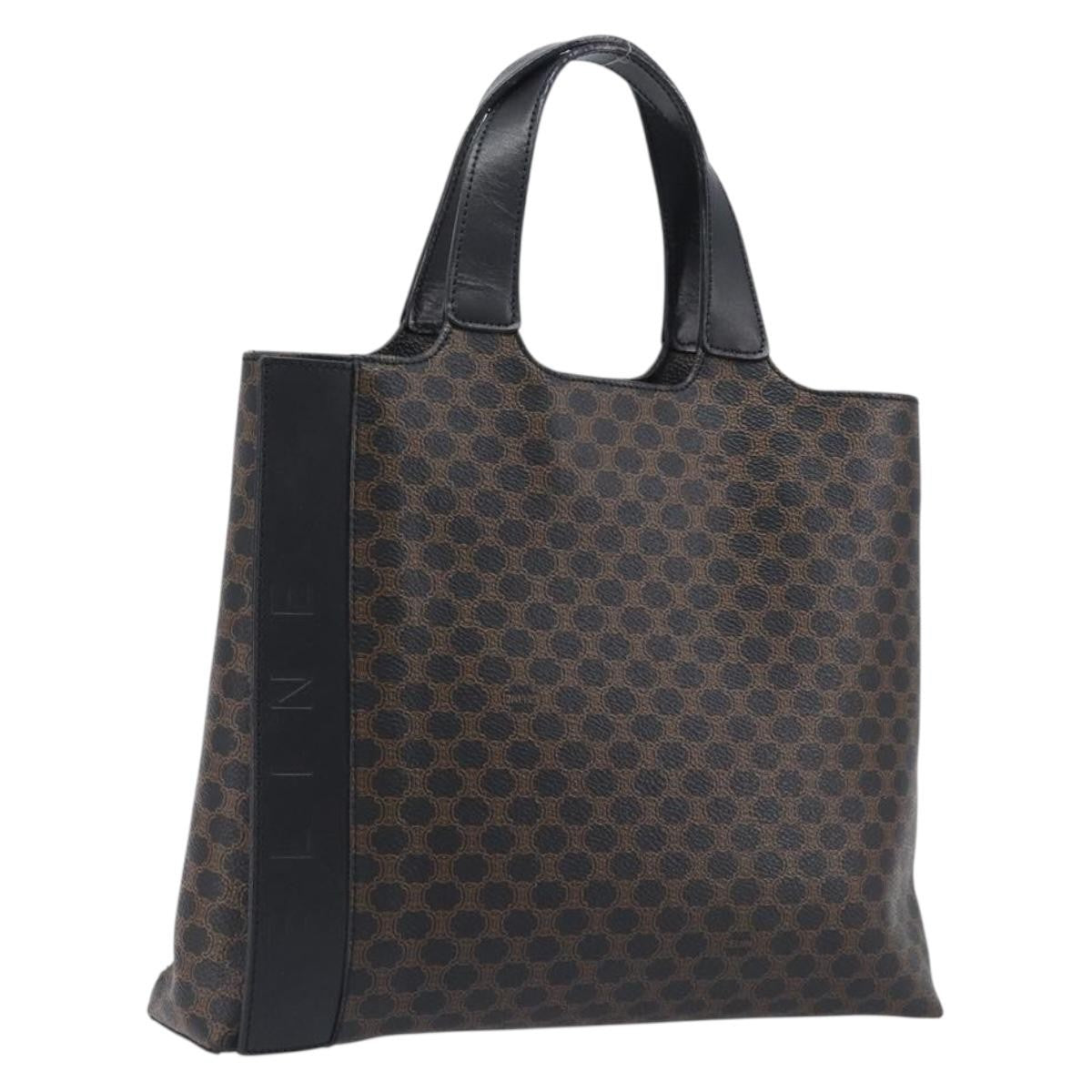 Celine Vintage Macadam Canvas And Leather Black Bag