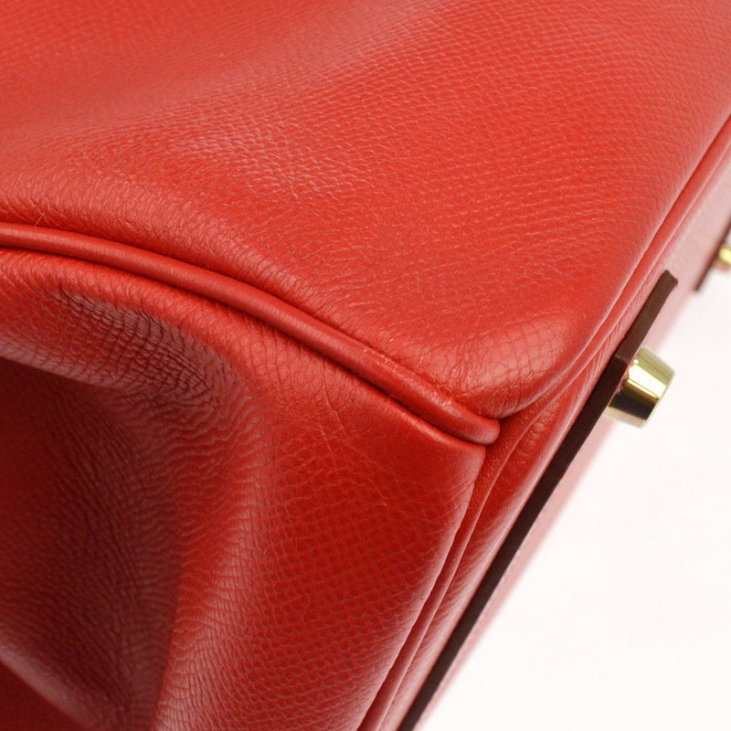 Hermes Birkin Red Epsom With Gold Hardware Leather Bag