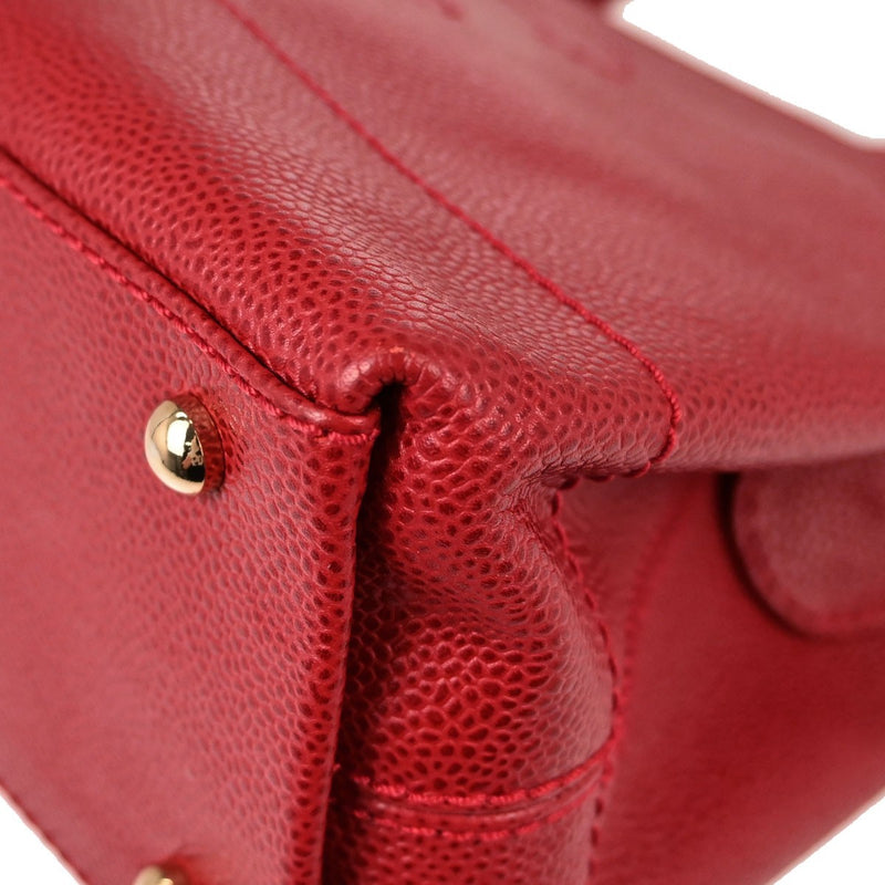 Chanel Vintage Logo Caviar Red Leather Bag