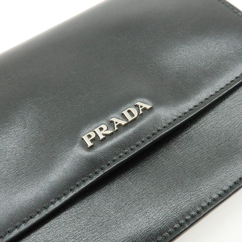 Prada Wallet On Strap City Calfskin Black Leather Bag