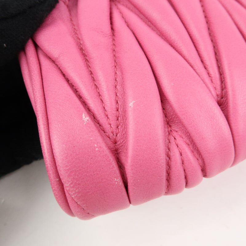 Miu Miu Zip Wristlet Matelasse Leather Pink Bag