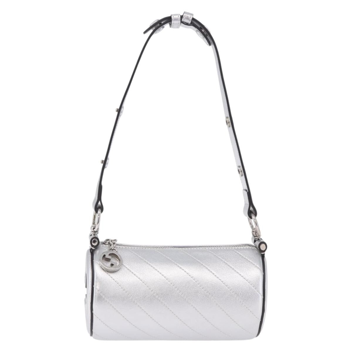 Gucci Blondie Diagonal Quilted Leather Silver Bag