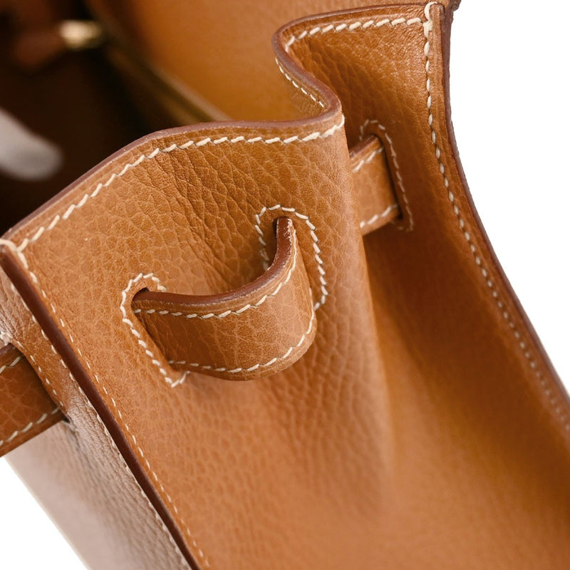 Hermes Kelly Brown Ardennes With Gold Hardware Leather Bag