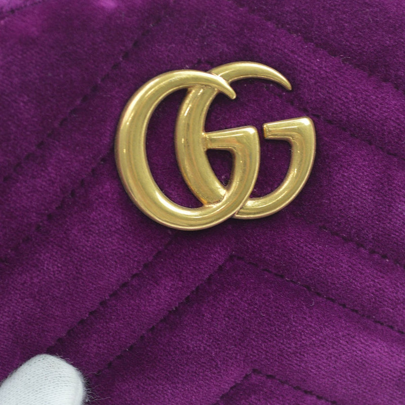 Gucci Gg Marmont Belt Matelasse Velvet Purple Bag