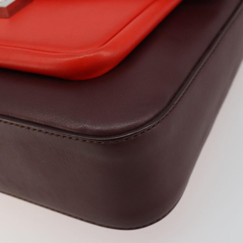 Fendi Be Baguette Flap Leather Red Bag