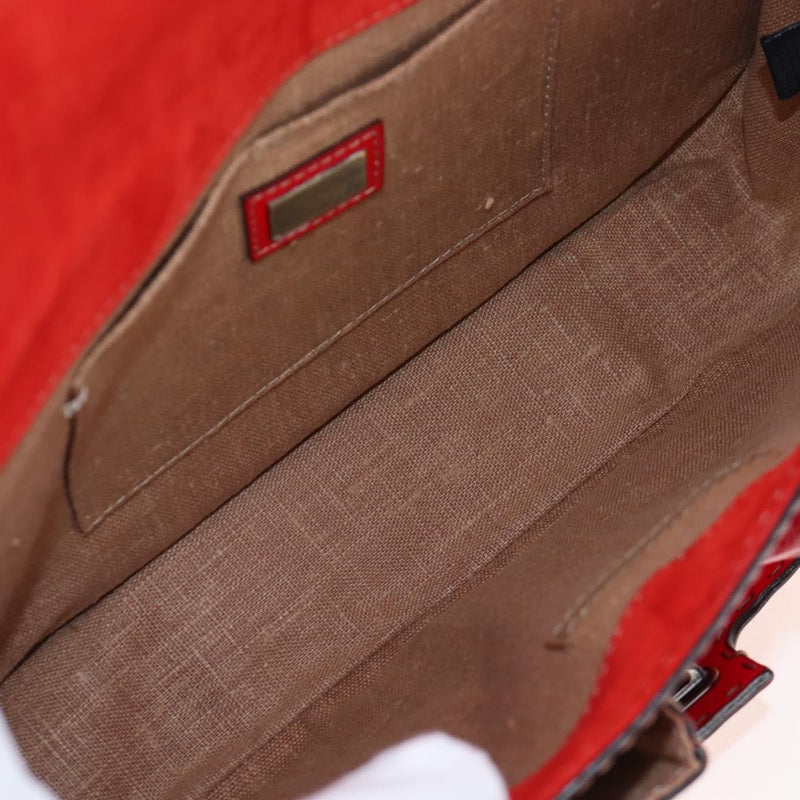 Fendi Secret Code F3 Convertible Satchel Textured Leather Red