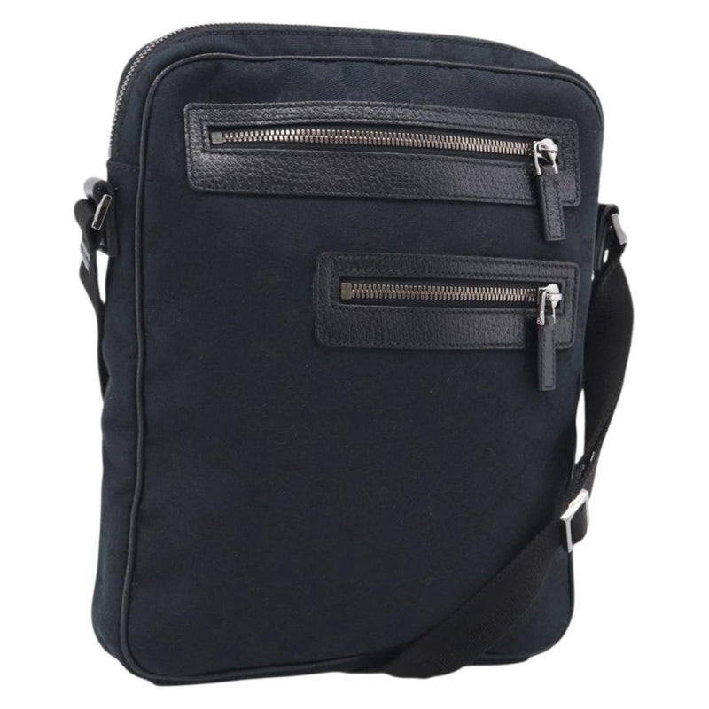 Gucci Front Zip Messenger Canvas And Leather Black