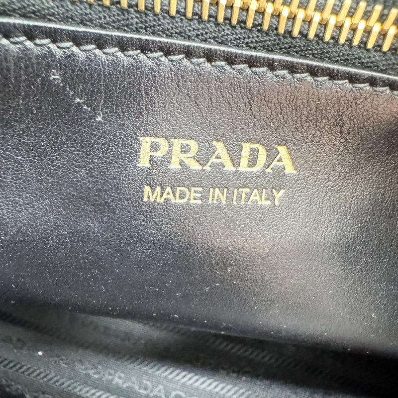 Prada Monochrome Saffiano With City Calf Black Leather Bag