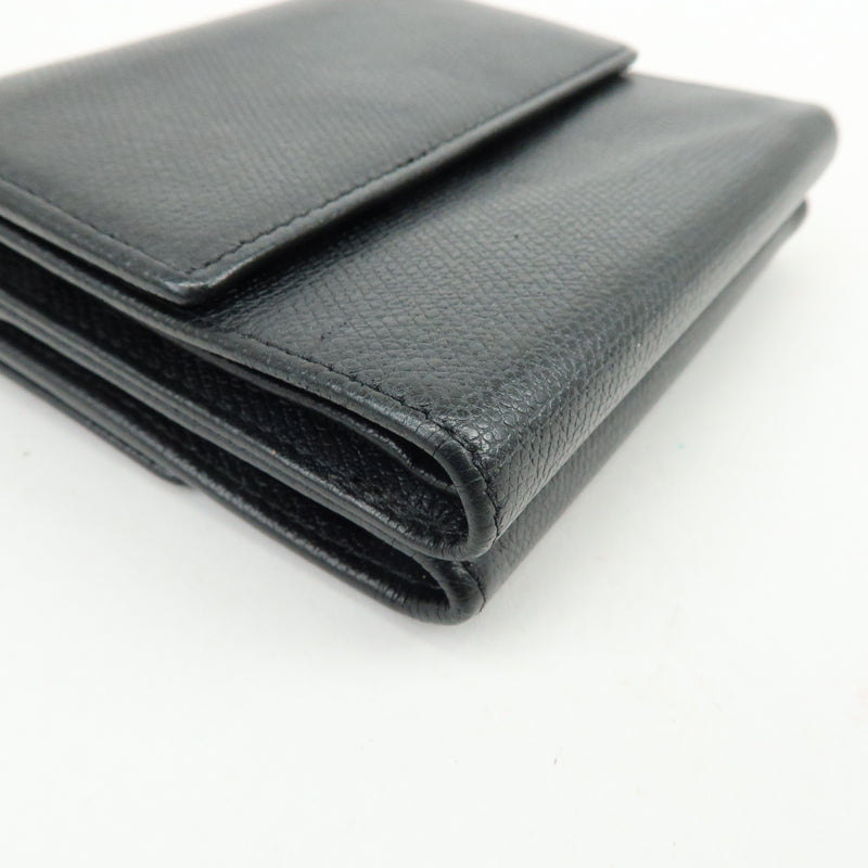 Chanel Cc Button Coin Purse Leather Black Calfskin Accessory