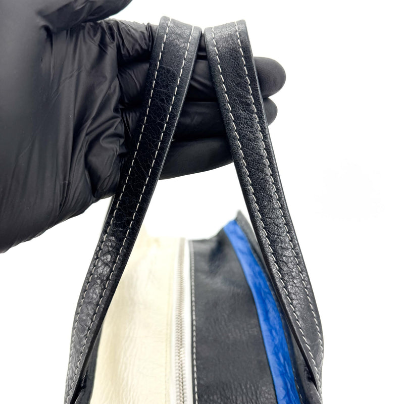 Balenciaga Bazar Striped Leather Black Bag